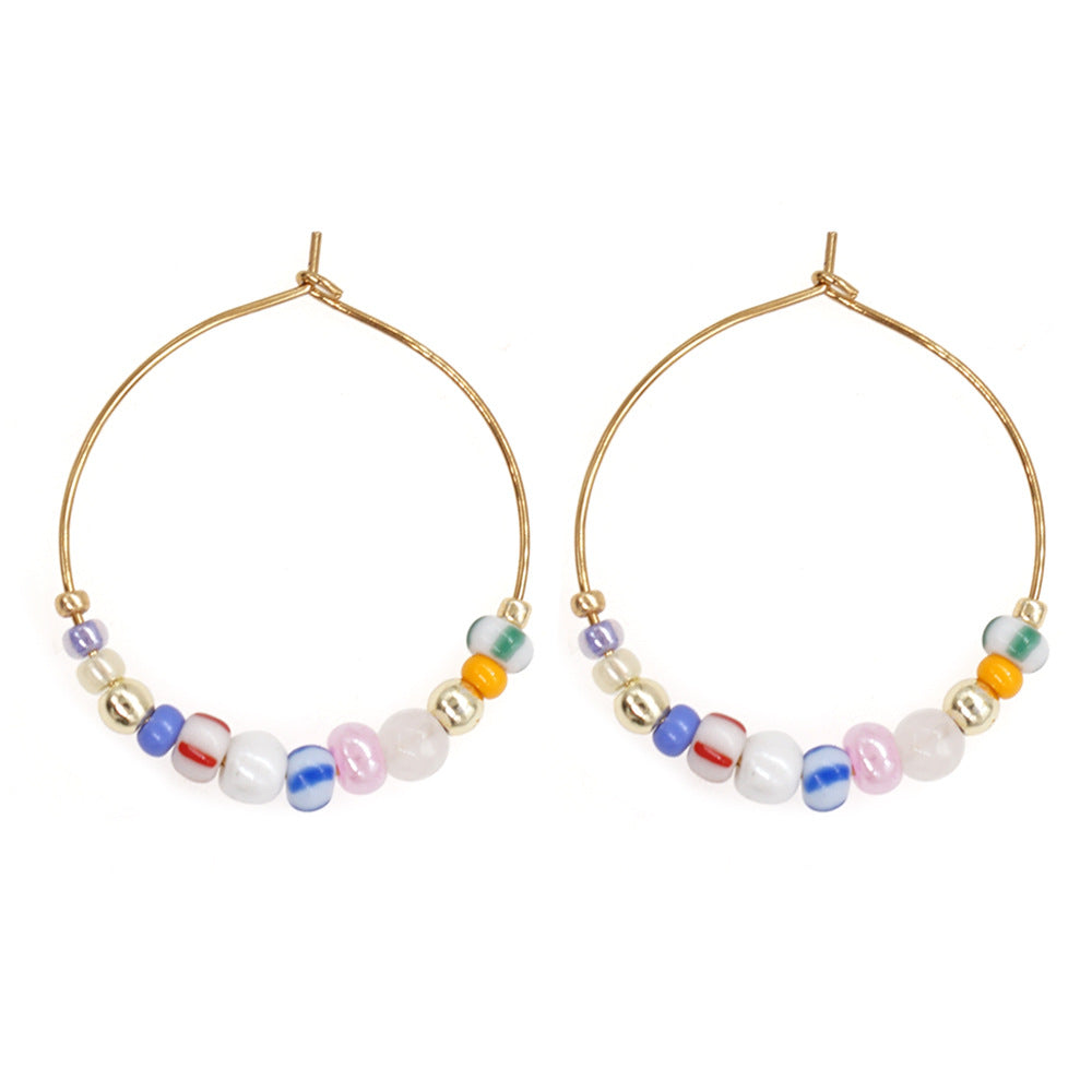 Wholesale Jewelry Ethnic Eyes Rice Beads Earrings