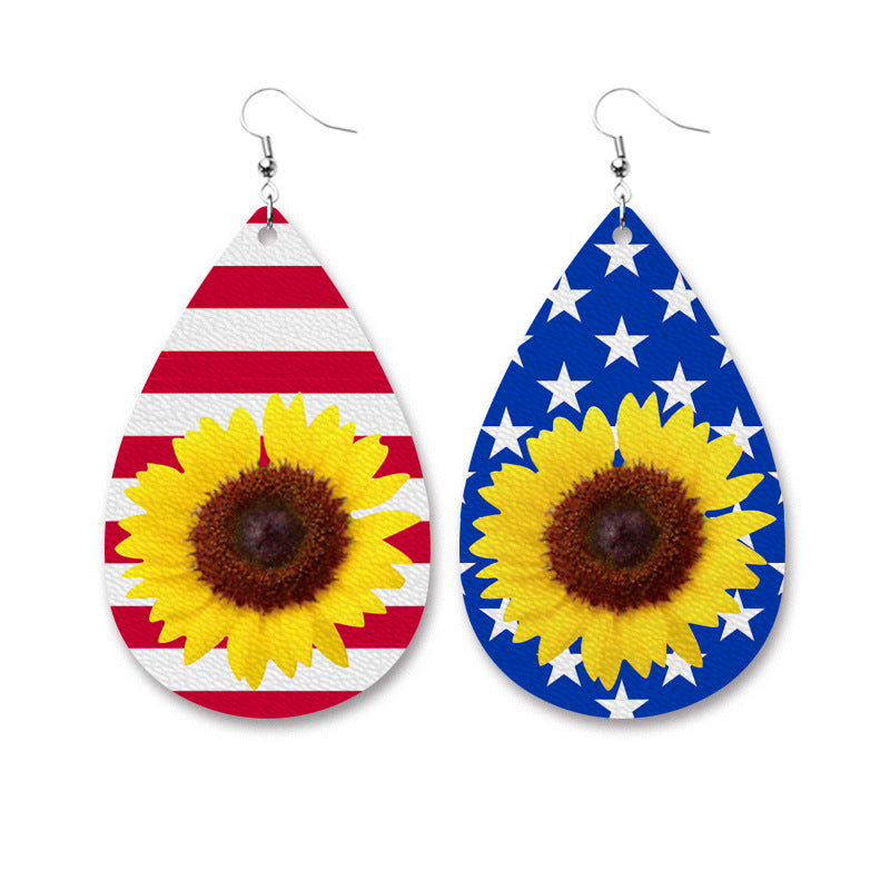 Wholesale 2 Pairs/Pack USA Independence Day Leather Earrings