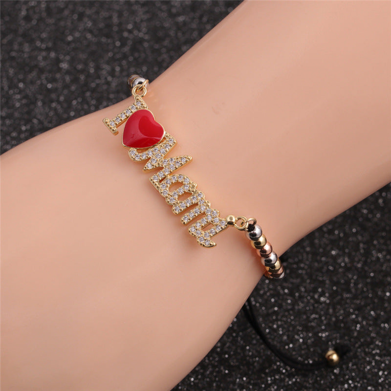 Wholesale Zircon Heart Shape Copper Bracelet