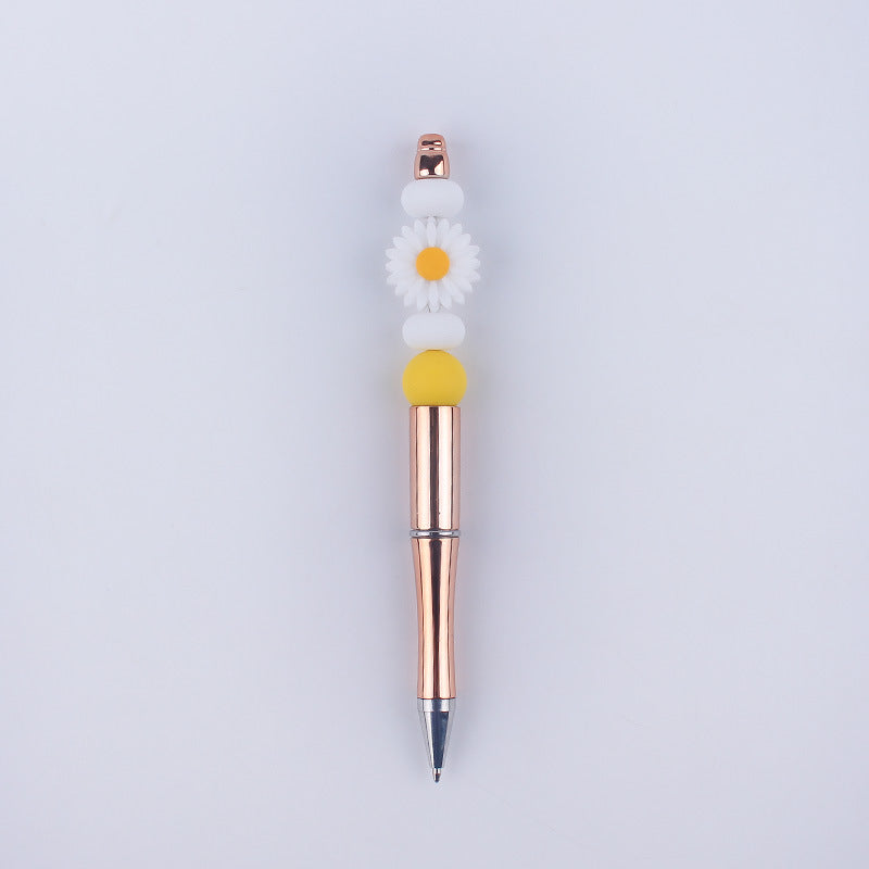 Wholesale Beadable Pens Handmade Daisy Silicone Beaded Ballpoint Pen