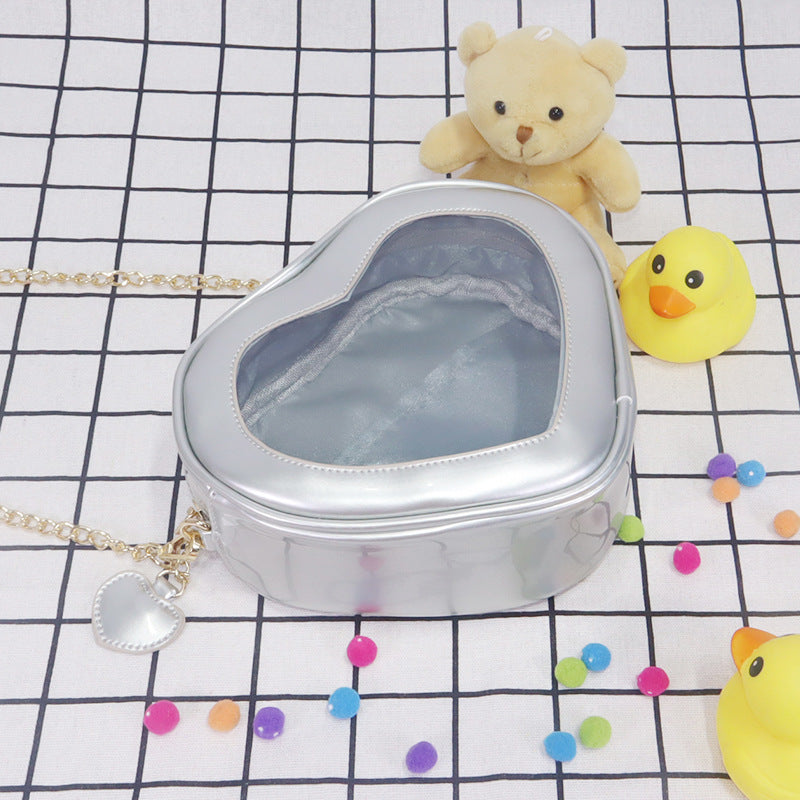 Wholesale PVC Transparent Heart Chain Shoulder Bag