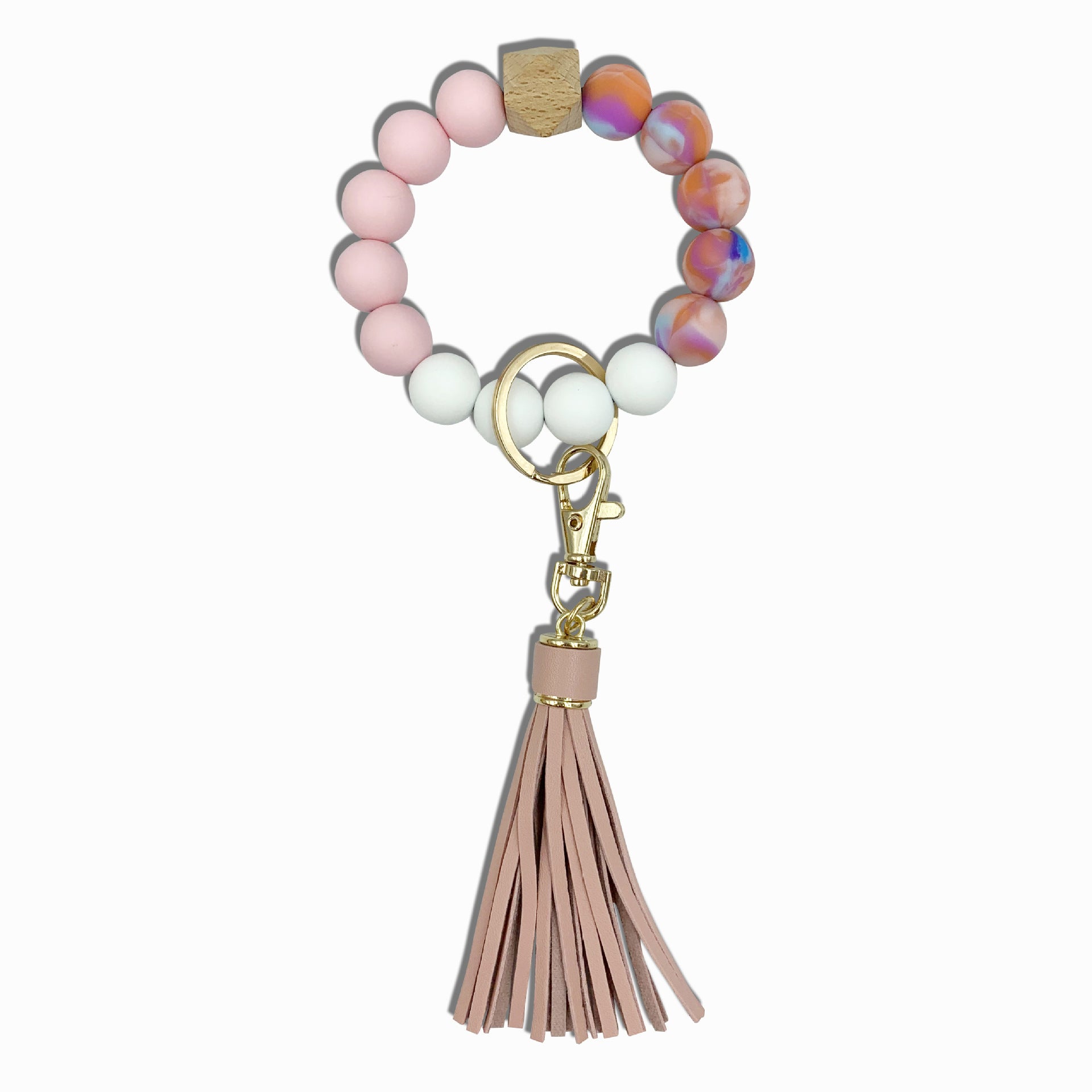 Llavero de muñeca con borla de silicona con estampado de leopardo al por mayor