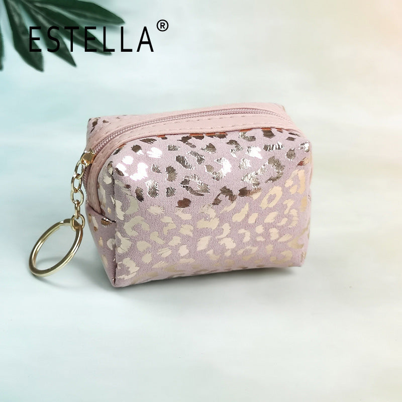 Wholesale Hot Stamping Leopard Print Coin Purse Mini Keychain Bag Wallet Keychain