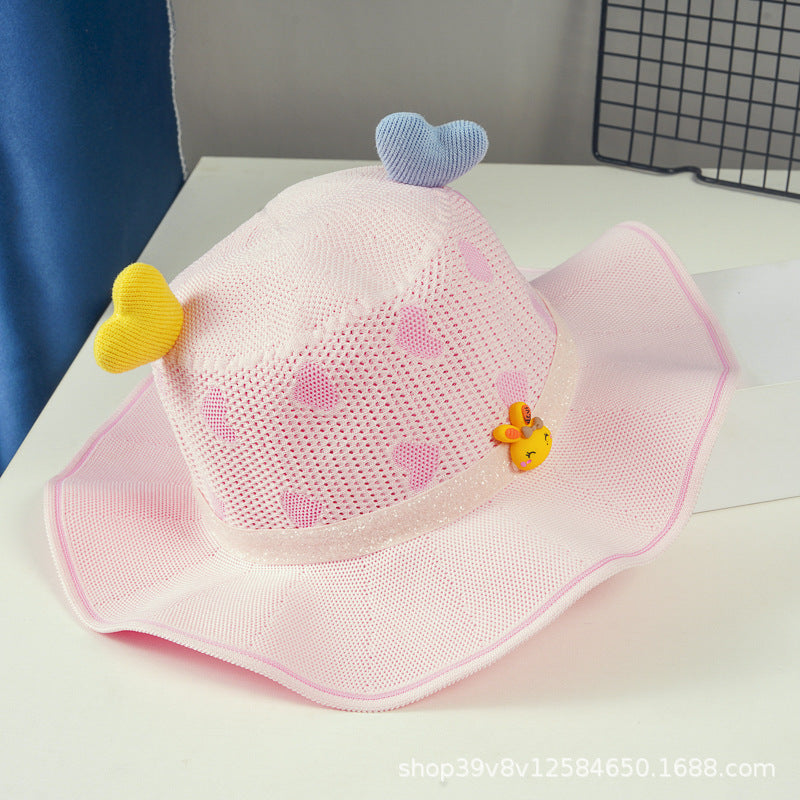 Wholesale Polyester Children's Large Brim Sunshade Hollow Breathable Fisherman Hat