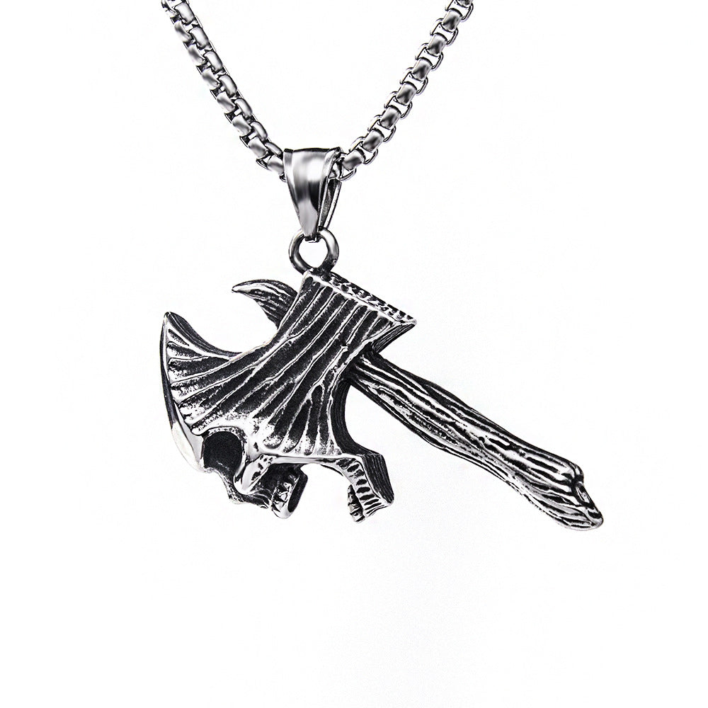 Wholesale Stainless Steel Pirate Double Ax Amulet Pendant Necklace