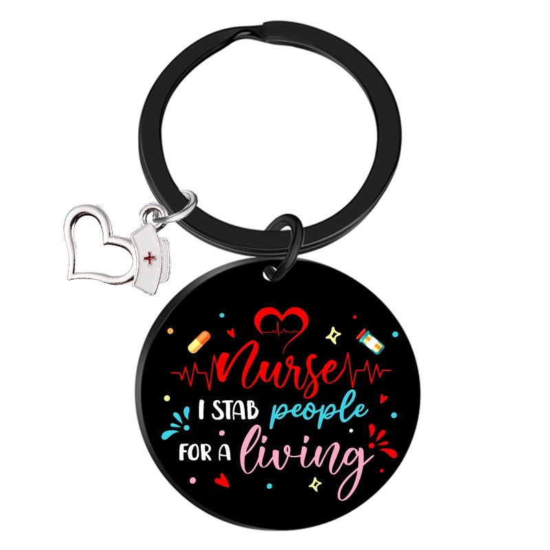 Wholesale Stainless Steel Nurses Day Color Printing Creative Keychain