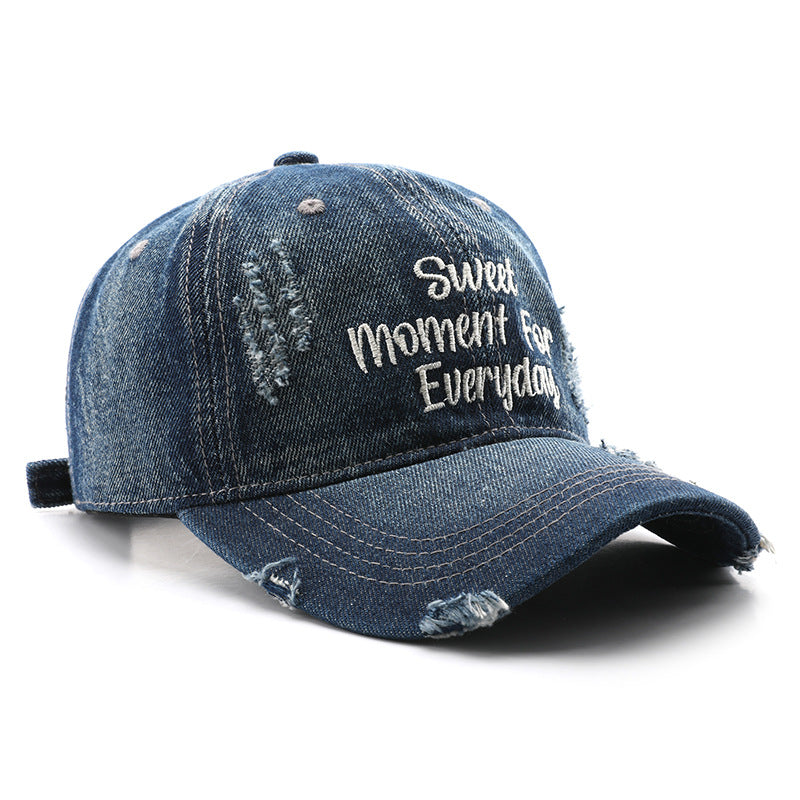 Wholesale Washed Denim Letter Embroidered Baseball Caps
