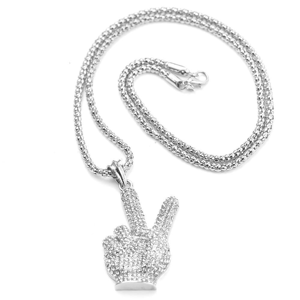 Wholesale Victory Sign Alloy Necklace