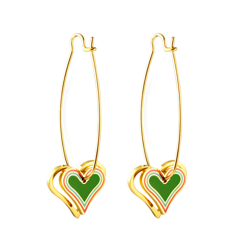 Venta al por mayor Esmalte Pintura Al Óleo Flores Pendientes De Acero Inoxidable