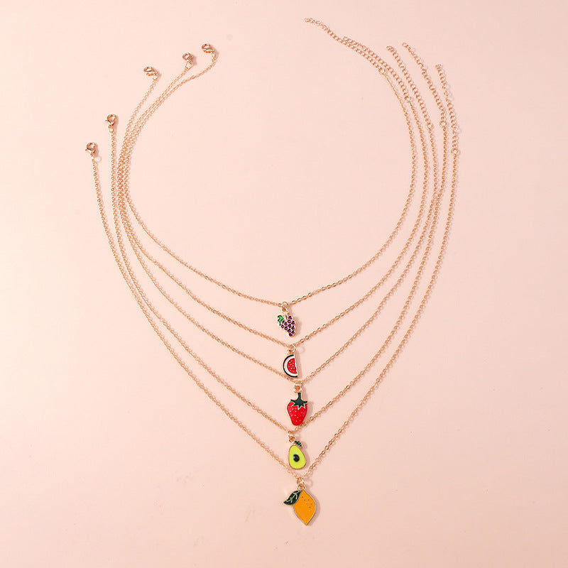 Wholesale Alloy Fruit Pendant Necklace