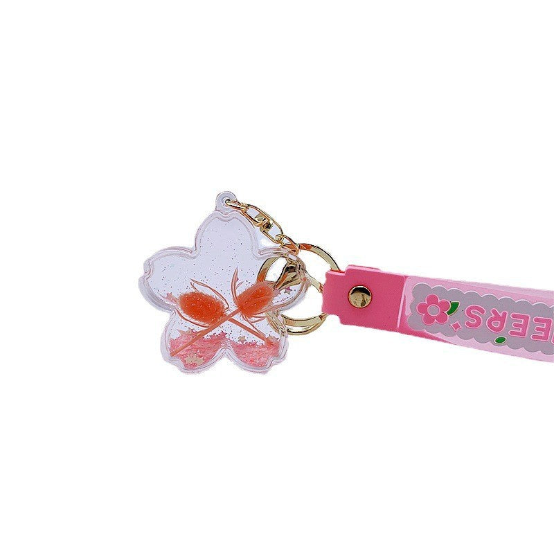 Comercio al por mayor acrílico aceitado flor de cerezo llavero creativo