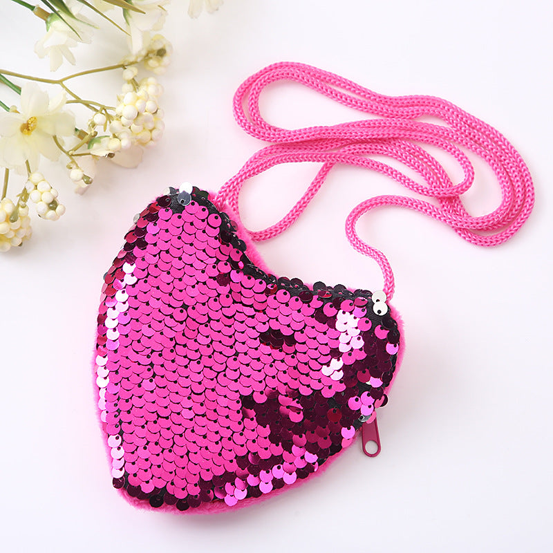 Wholesale Fabric Sequin Heart Children Shoulder Bag