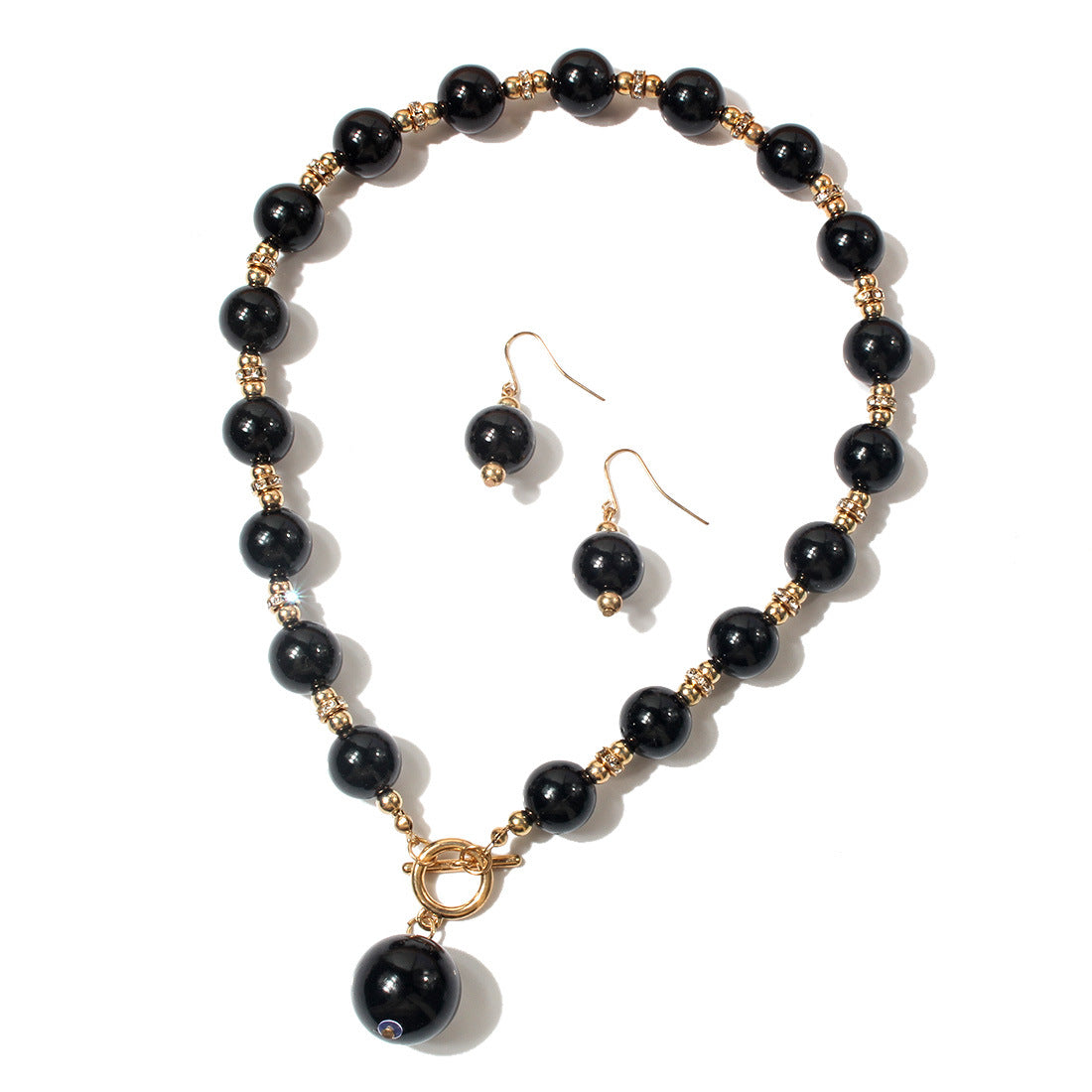 Wholesale Diamond Imitation Pearl Earrings Necklace Jewelry Set