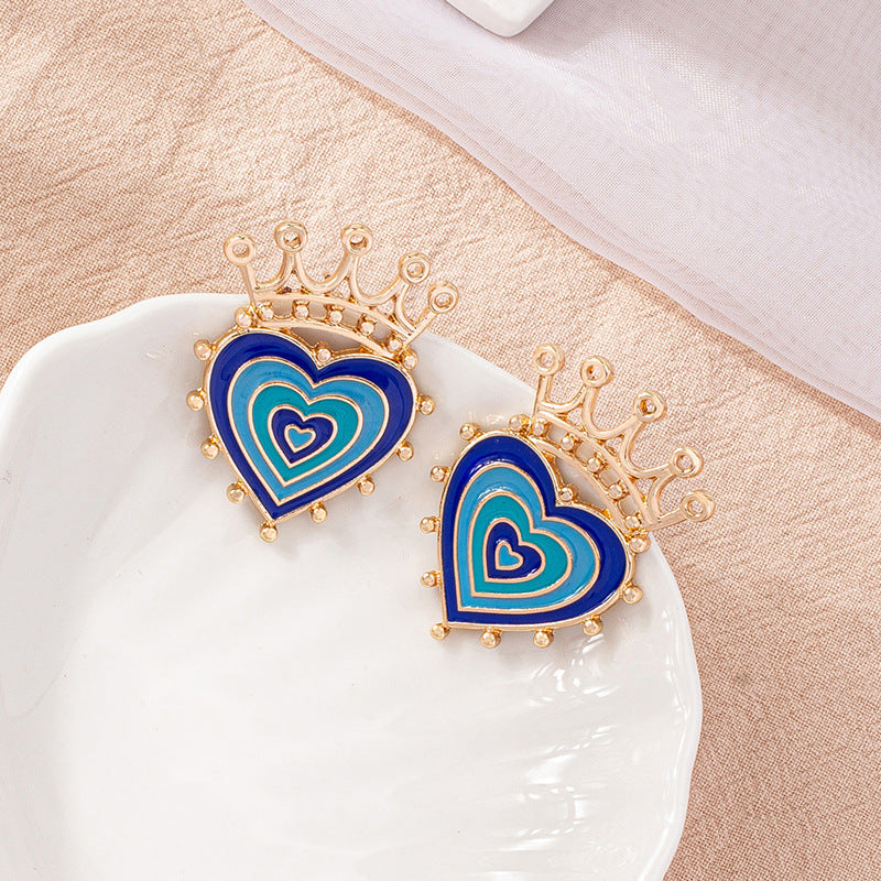 Wholesale Crown Heart Alloy Earrings