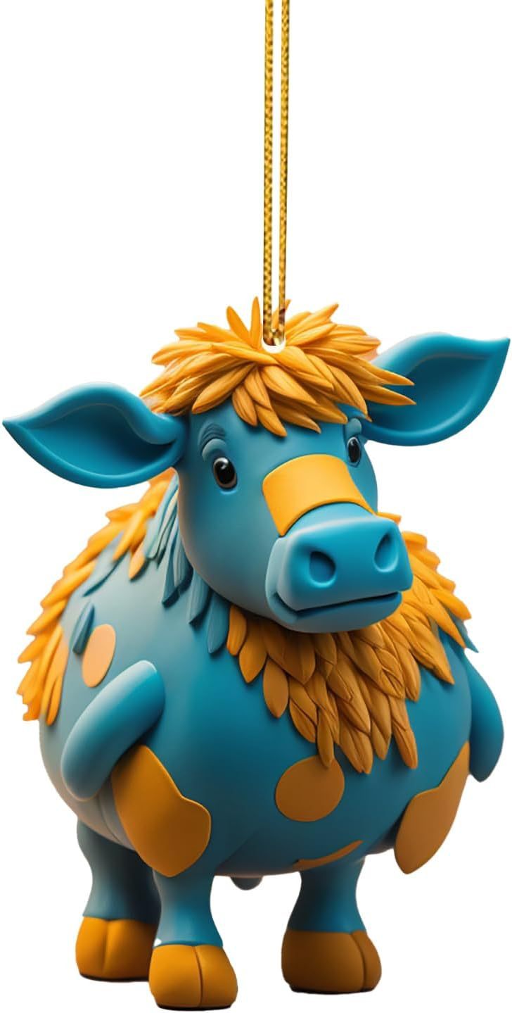 Wholesale Colorful Cartoon Cow Car Christmas Tree Decorations