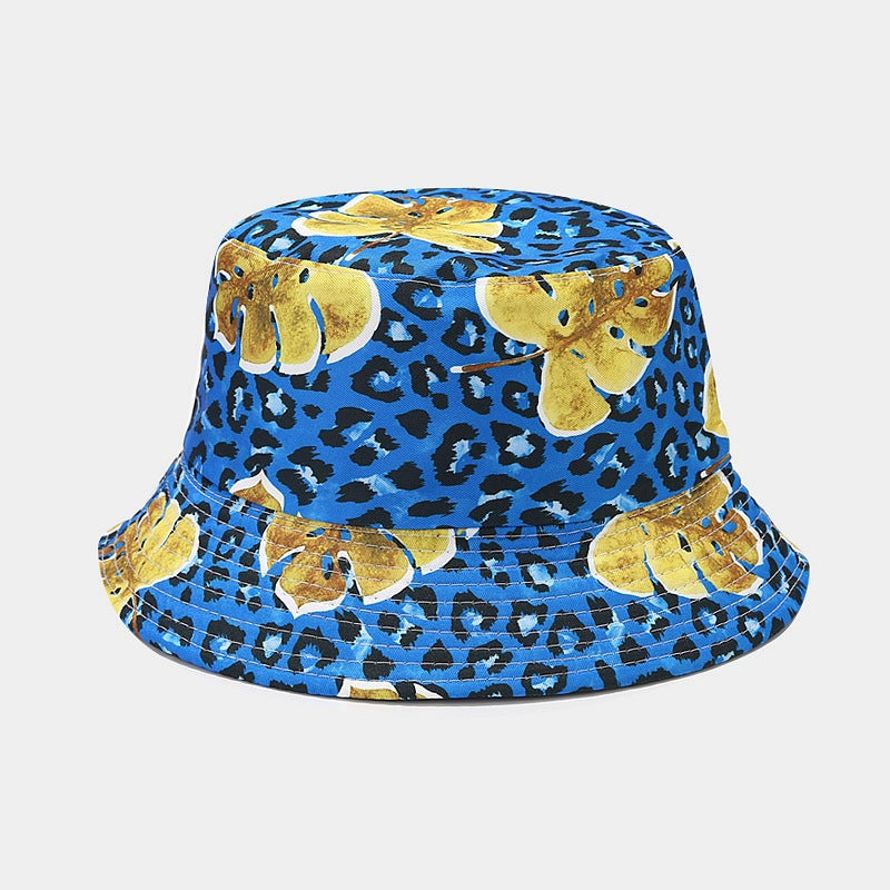 Wholesale Cotton Polyester Foldable Leopard Print Reversible Fisherman Hat