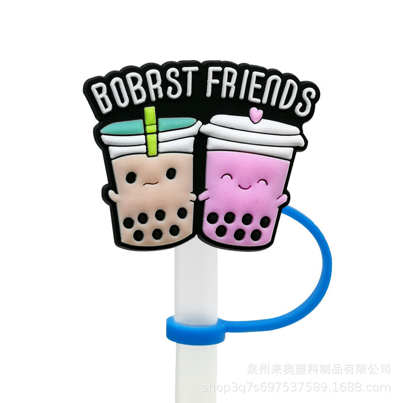 Wholesale 10PCS Cartoon Beverage Silicone Straw Tube Cap