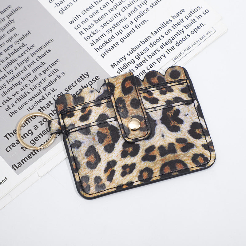 Llavero de tallador de cartas de girasol leopardo de cuero al por mayor