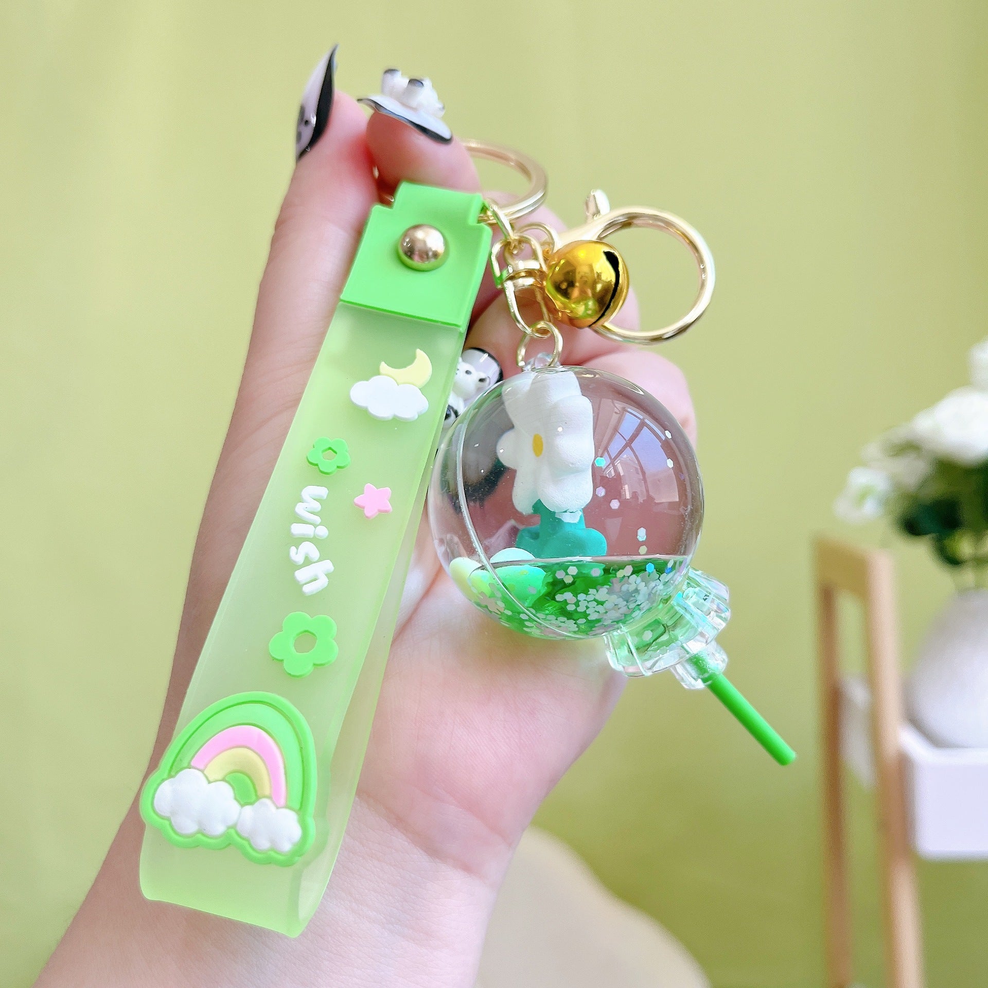 Wholesale Oil Flower Drift Bottle Acrylic Key Chain