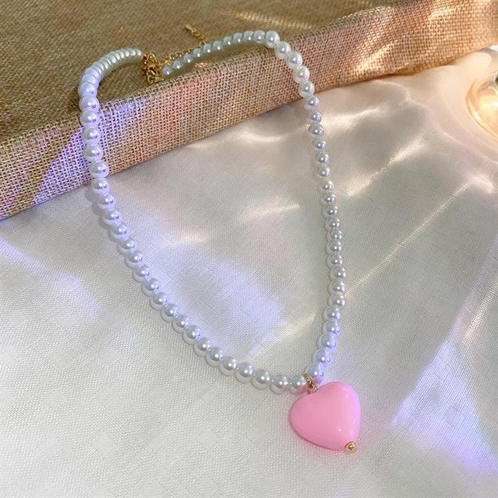 Wholesale Crystal Pearl Flower Heart Plastic Beaded Necklaces