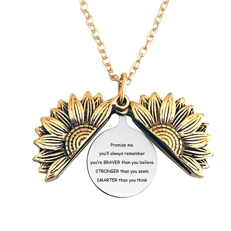 Wholesale Gold Sunflower Titanium Steel Necklaces