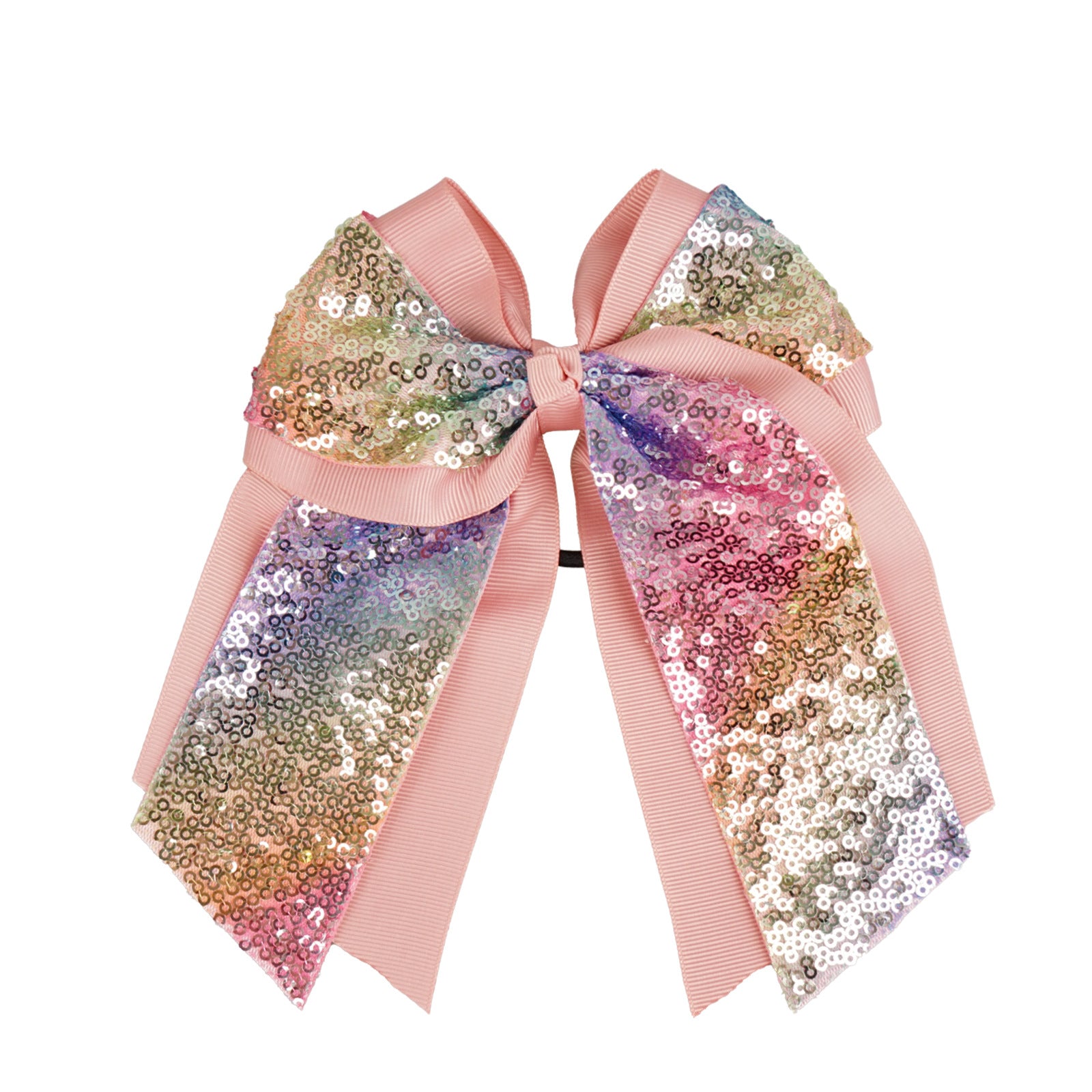 Wholesale 6inch Double Layer Large Swallowtail Sequin Bow Hair Tie