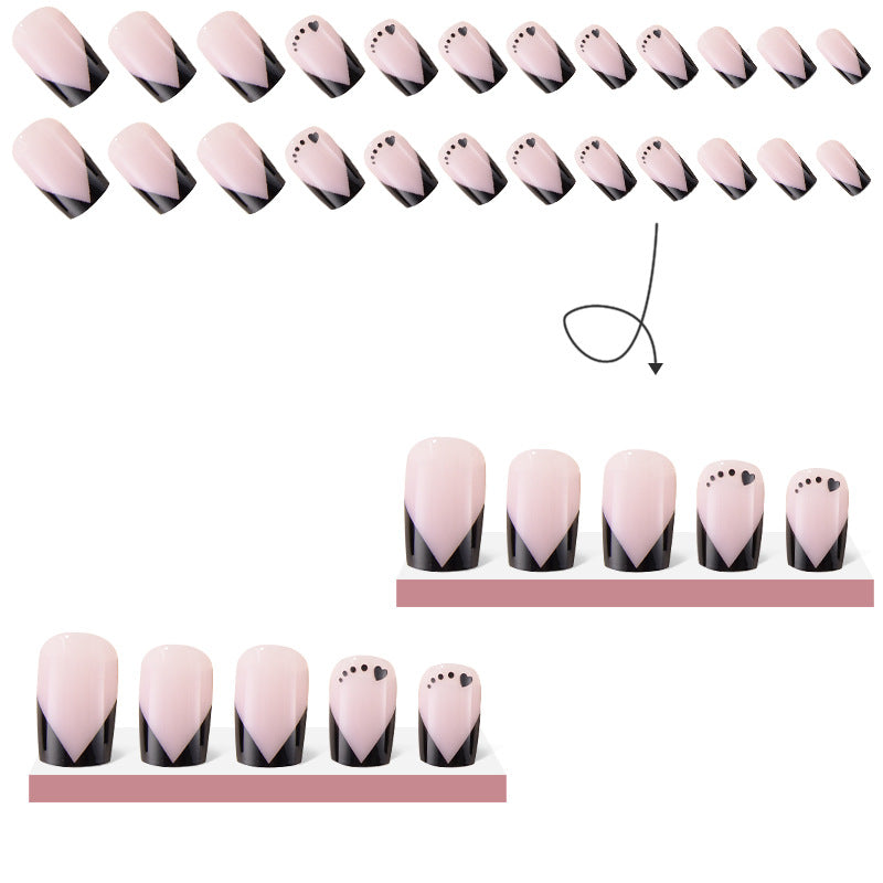 Wholesale French Black Love Plastic Fake Nail Patches