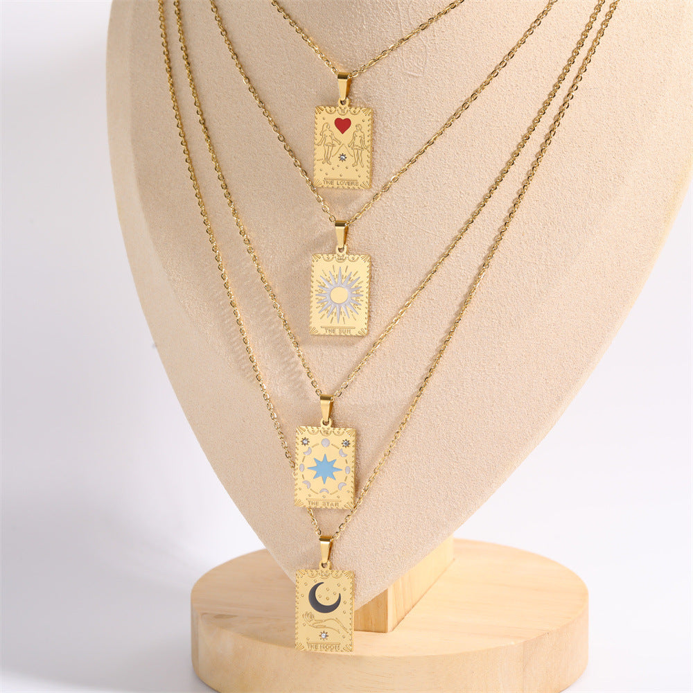 Wholesale Vintage Tarot Cards Stainless Steel Sweater Chain