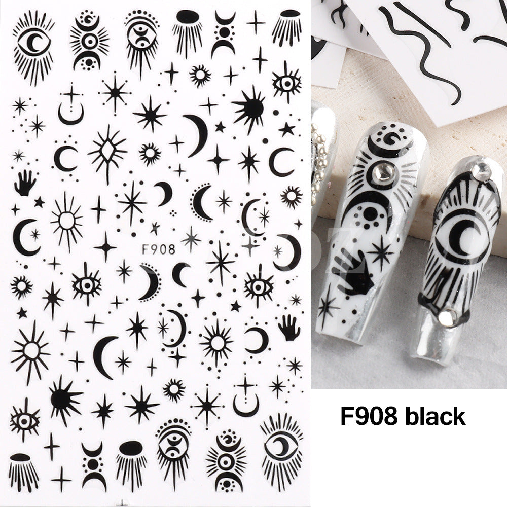 Calcomanías de arte de uñas en blanco y negro de la serpiente en blanco y negro