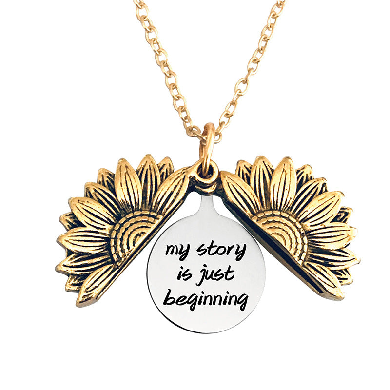 Wholesale Gold Sunflower Titanium Steel Necklaces