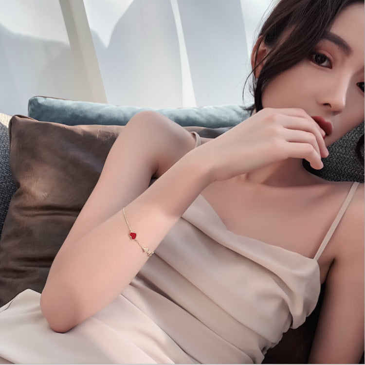 Wholesale Oil Drop Heart Pendant Zircon Alloy Bracelet