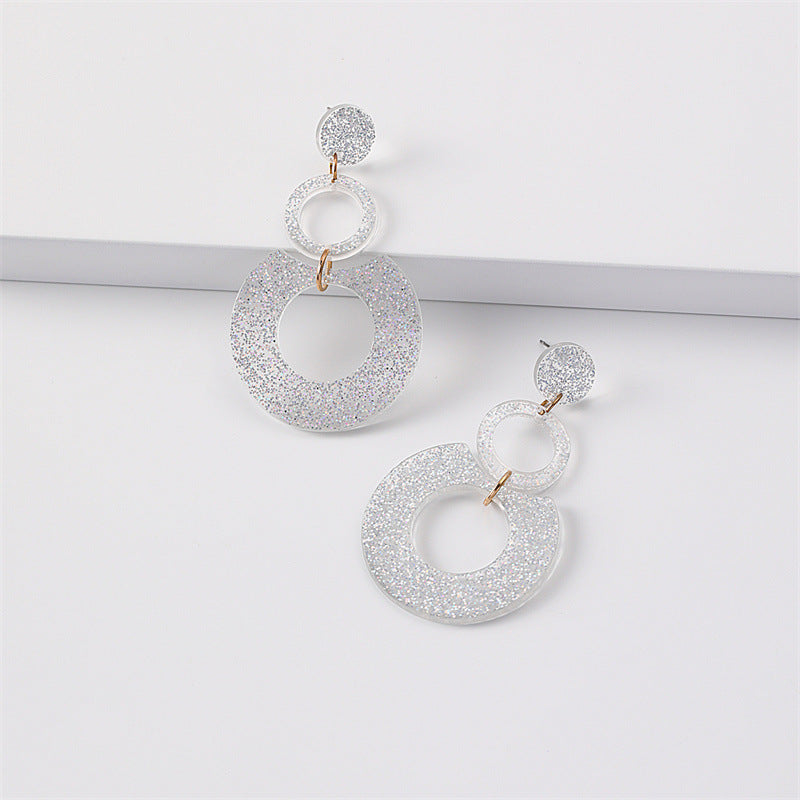 Wholesale Jewelry Round Stitching Acrylic Earrings