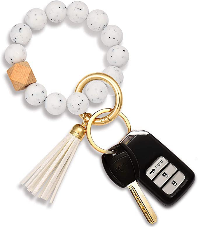 Wholesale Tassel Silicone Beaded Wrist Keychain