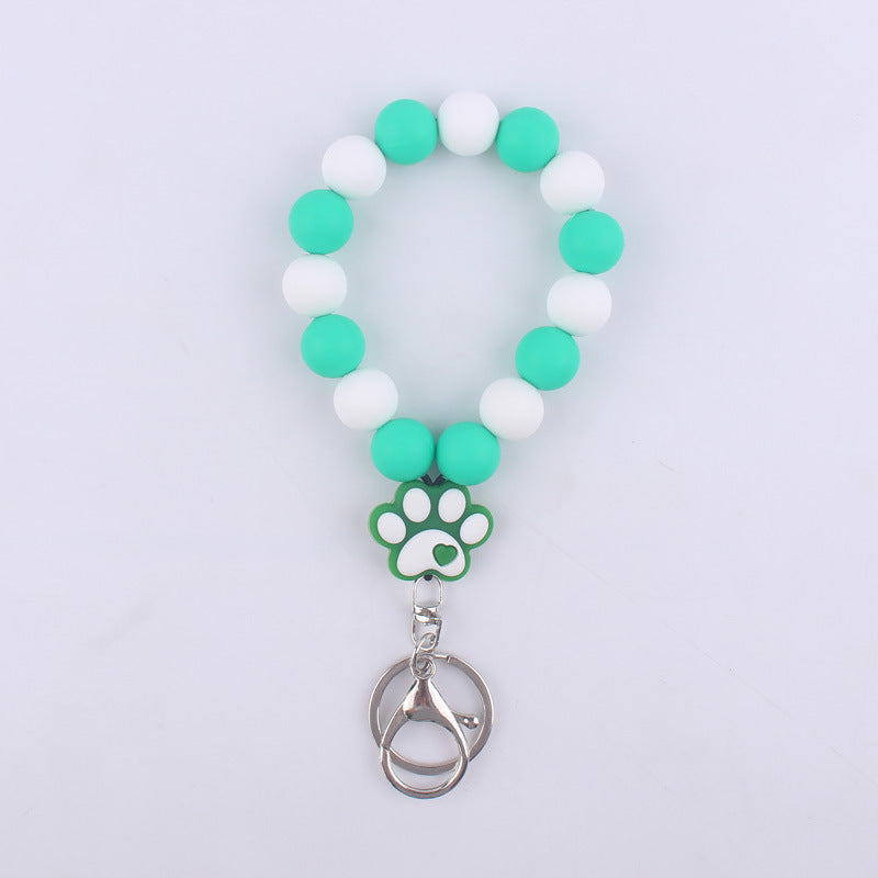 Wholesale Cartoon Silicone Dog Claw Handmade Beaded Wrist Keychain