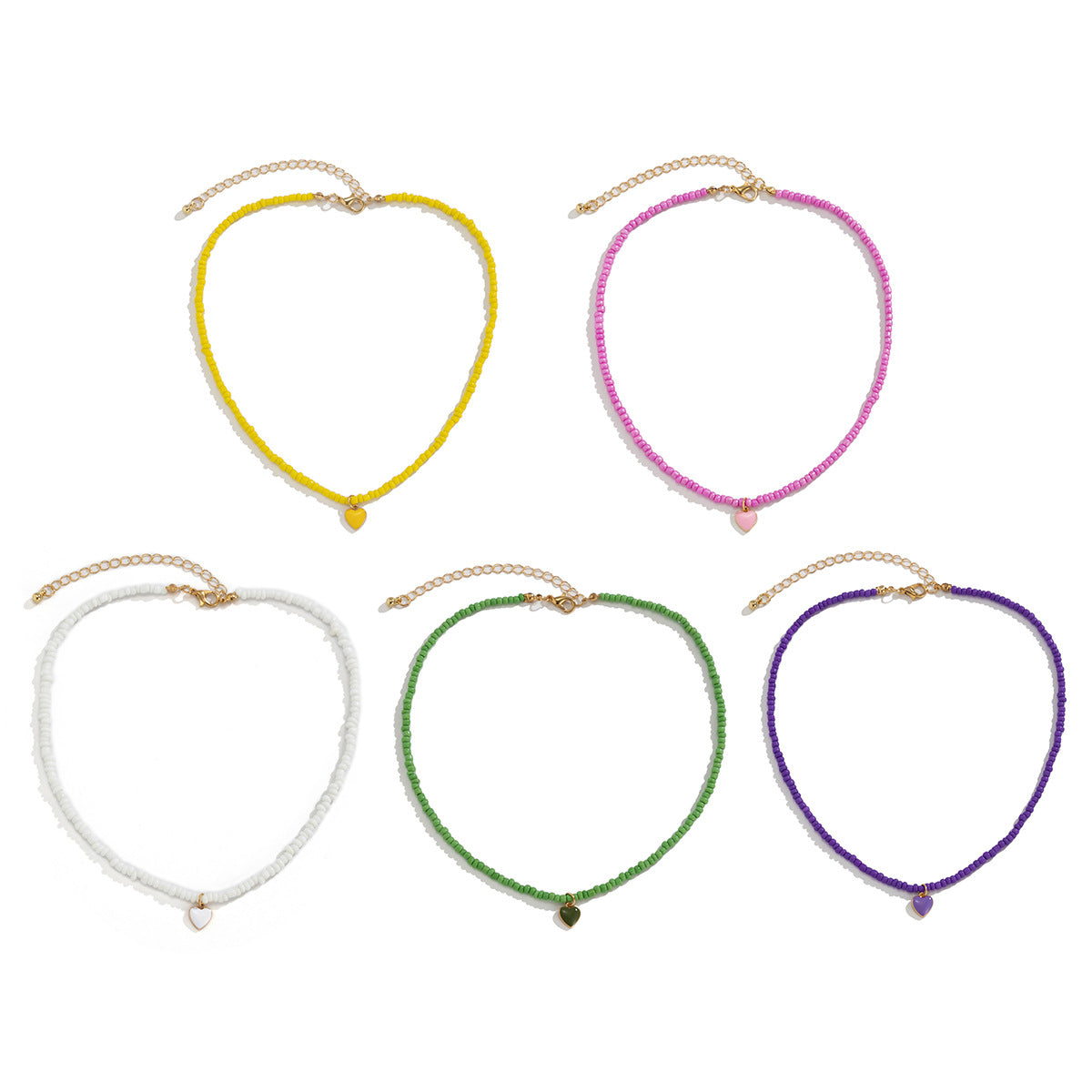 Cuentas de cristal al por mayor collar de cuentas apilables de corazón de melocotón