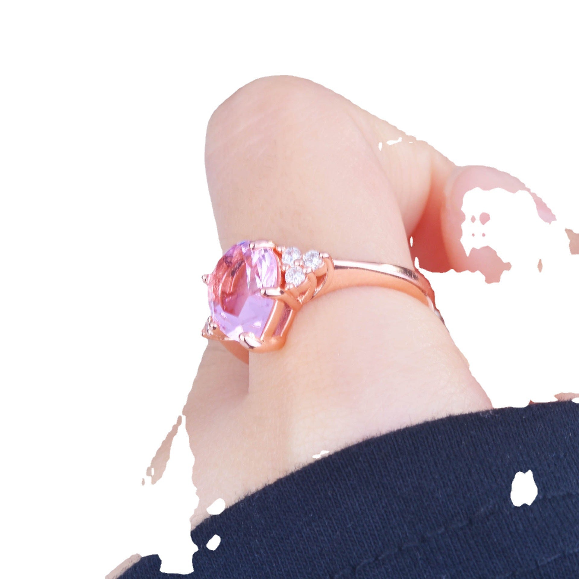 Anillos De Cobre Con Forma De Pera De Diamante Rosa al por mayor