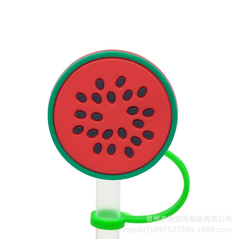 Wholesale 10PCS PVC Cute Fruit Straw Tube Cap