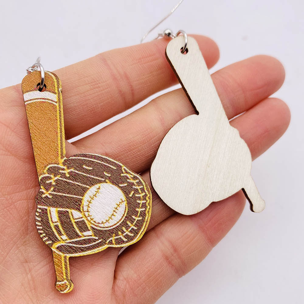 Deportes Béisbol Fútbol Pendientes De Madera al por mayor