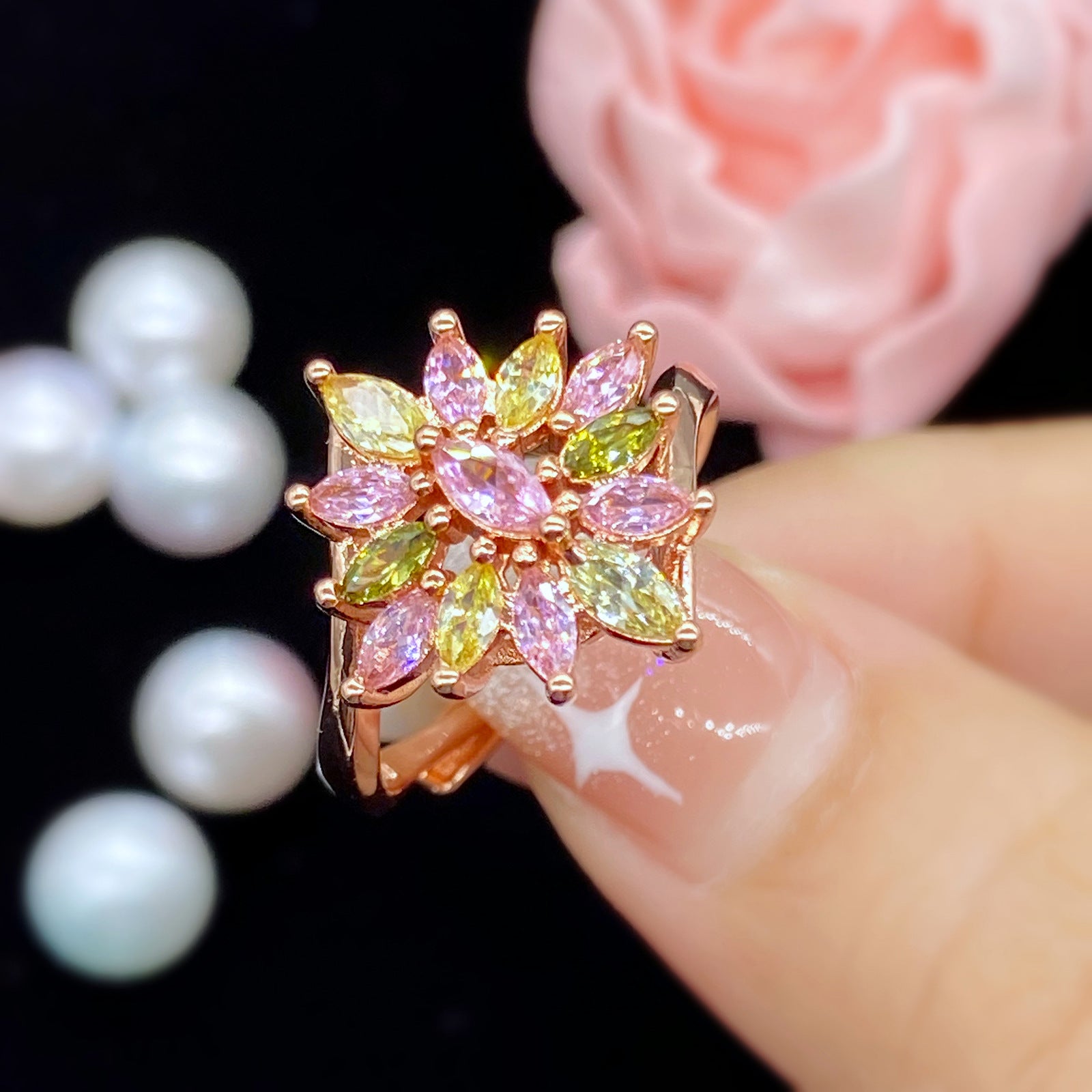 Anillos De Cobre Floral De Oro Rosa al por mayor