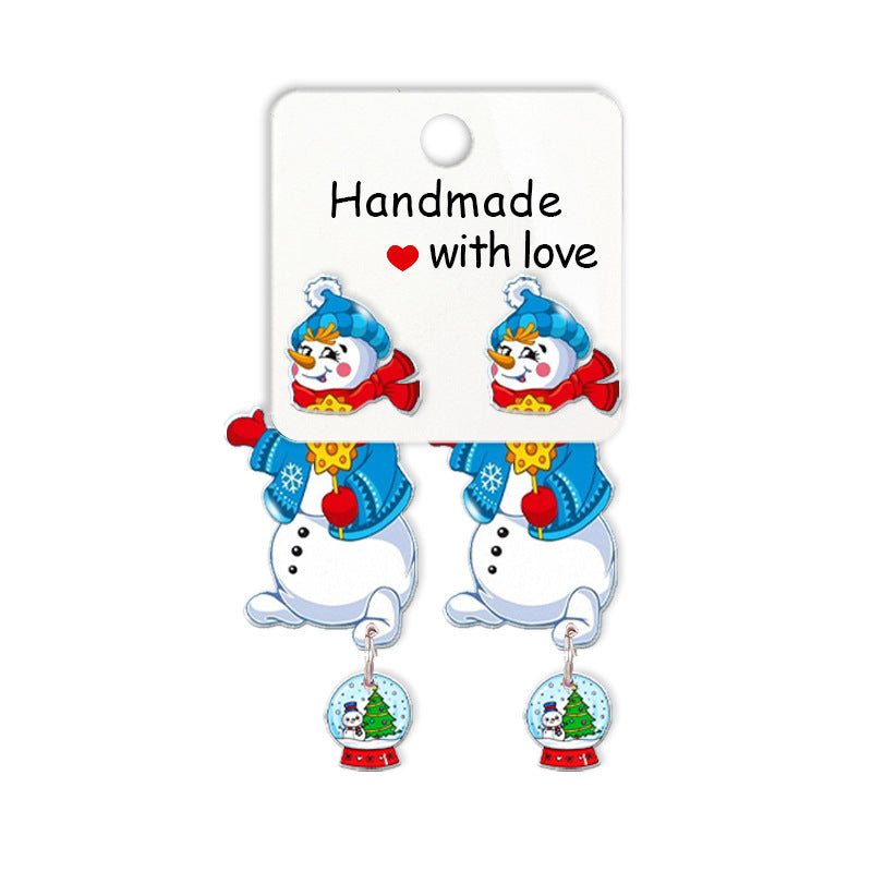 Wholesale Cartoon Christmas Snowman Resin Earrings