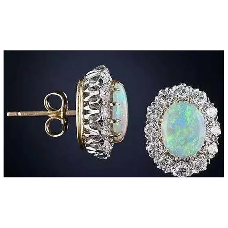 Wholesale Statemente Green Turquoise Metal Earrings