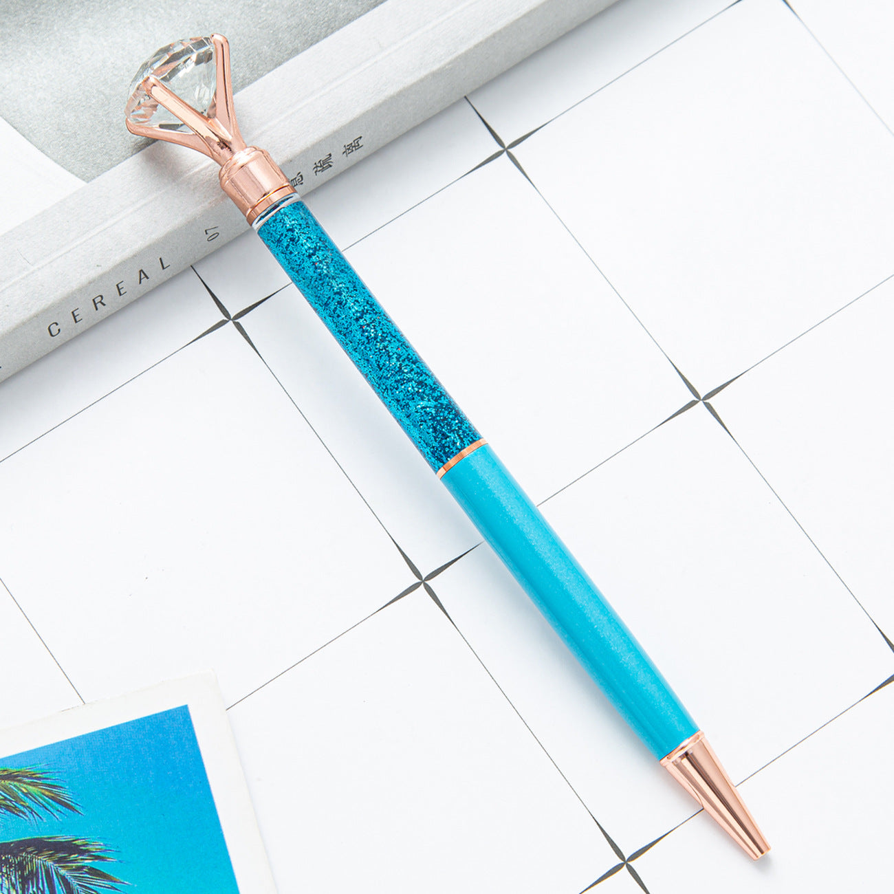 Venta al por mayor Big Diamond Quicksand Metal Bolígrafo