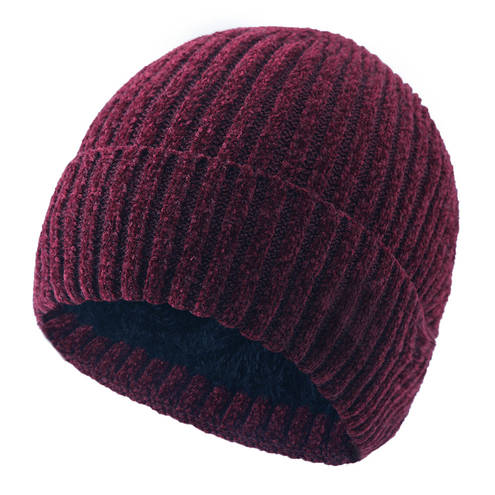 Wholesale Winter Plush Thickened Acrylic Knitted Solid Color Beanie