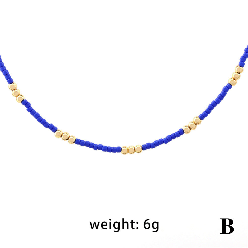 Wholesale Glass Colored Diamond Gold Plated Necklaces