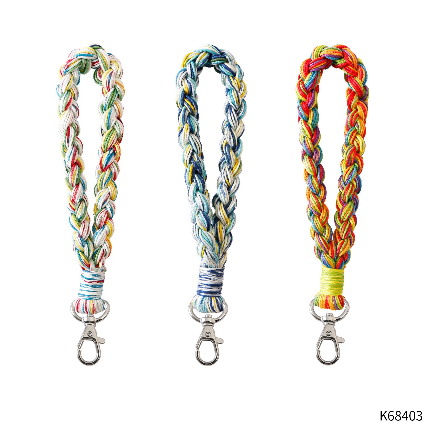 Wholesale Colorful Hand Woven Lanyard Keychain