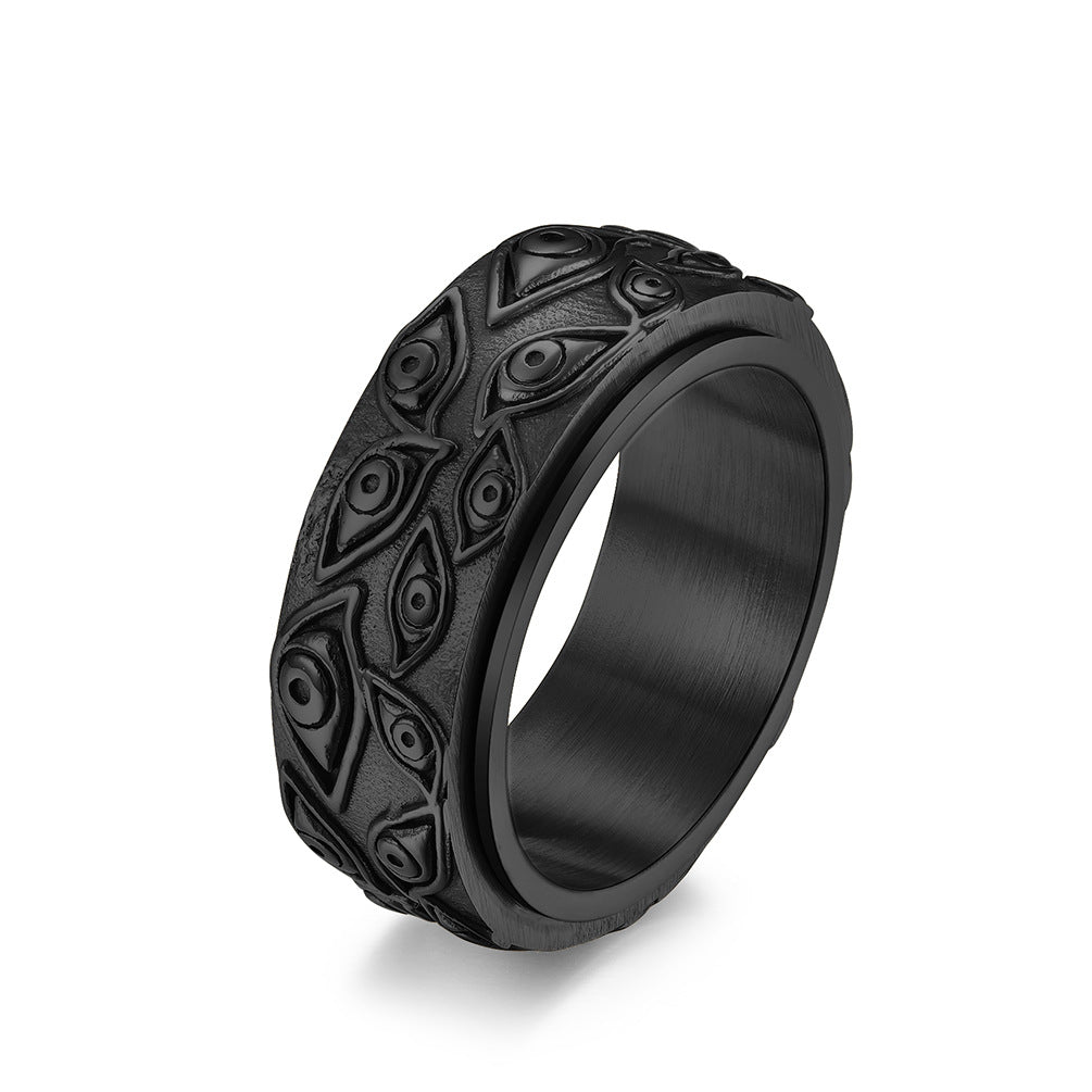 Wholesale Jewelry Devil Eye Rotating Titanium Steel Rings