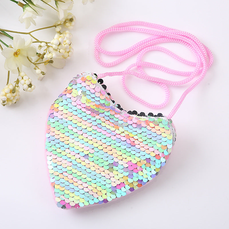 Wholesale Fabric Sequin Heart Children Shoulder Bag