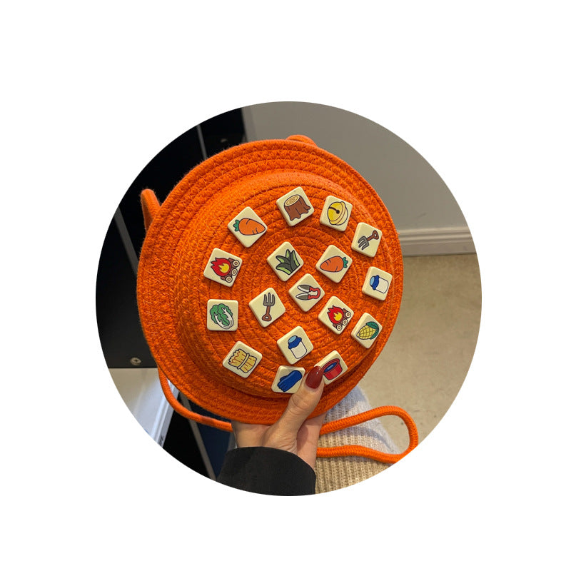 Wholesale Straw Woven Hat Shape Shoulder Bag