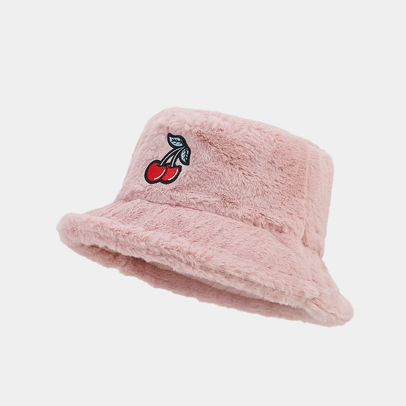 Wholesale Winter Cherry Bucket Hat Plush Hat