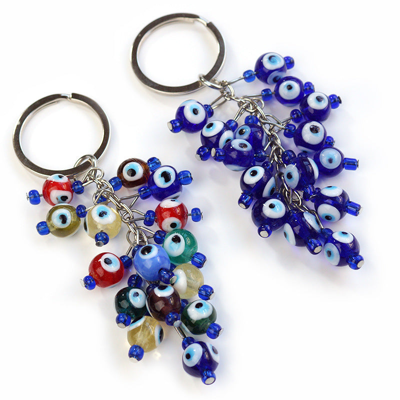 Wholesale Glass Grape Bunch Devil Eye Keychain